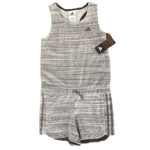 New Adidas Girls Romper Playwear Athleisure Activewear Dark Gray Size XL(16) NWT